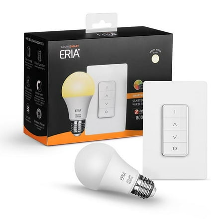 AduroSmart ERIA Soft White Smart Wireless Dimming A19 Starter Kit, 60W Equivalent, Remote Switch Included, 1 Bulbs