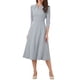 thumbnail image 1 of Vestido de trabajo para mujeres INSPIRE CHIC, corte A, mangas 3/4, elegante, midi, gris, talla M, 1 of 6