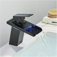 Touch the faucet Black LED Waterfall Basin Bathroom Faucet Deck Mounted