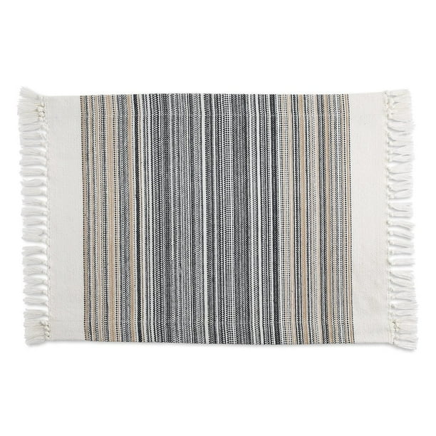 Black Striped Fringe Placemat 6 Pieces