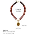 thumbnail image 3 of PISONIC Multi-Color Gradient Resin Beaded Choker Necklace for Women, 18K Gold Plated Stainless Steel OT Toggle Clasp Pendant Collarbone Jewelry, Niche Luxury Vacation Statement Necklaces, 3 of 7