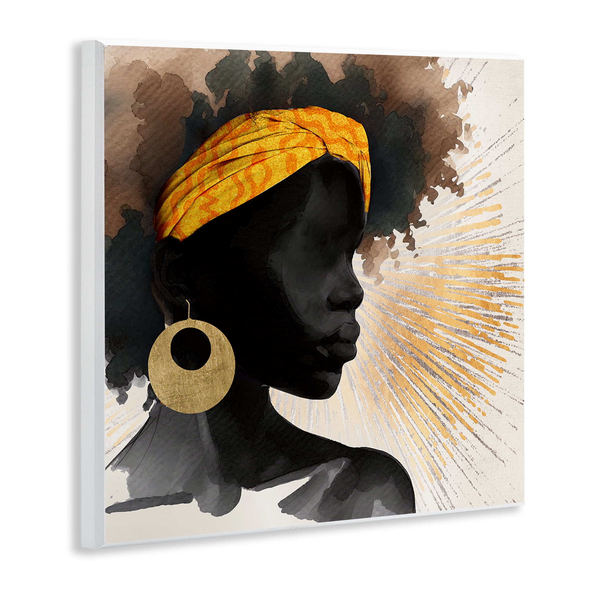 Stupell Industries Sunburst Silhouette with Headwrap Wall Plaque Art, design by CAD Designs