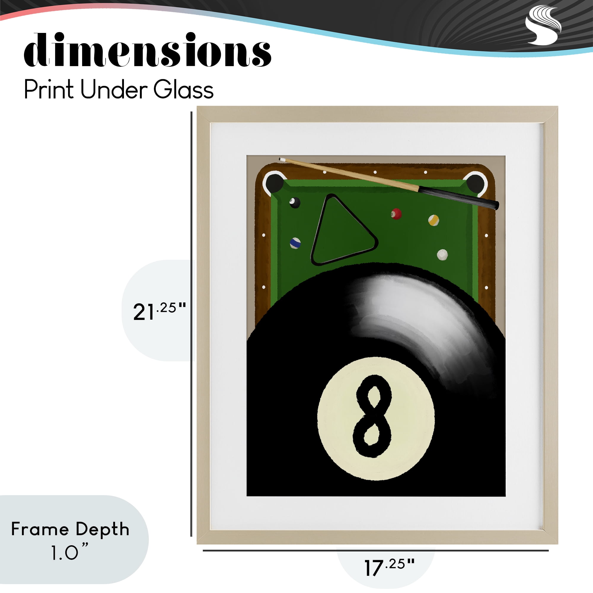 Stupell Industries Billiard Table & Balls Birch Framed Print Under Glass, design by Jennifer Stith