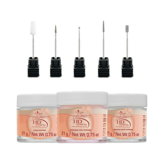 Medicool Russian Bit Kit Trim Shape Nail Tools  EZ Flow Acrylic Sculpting Powder Bundle