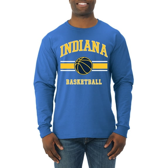 Wild Bobby City of Indiana IND Basketball Fantasy Fan Sports Mens Long Sleeve Shirt, Royal, X-Large