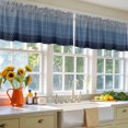 thumbnail image 4 of 2 Pack Navy Blue Valance for Window Gradient Diamond Plaid Kitchen Valance Rod Pocket Short Curtain Topper Decorative Window Treatment for Living Room Bedroom 42"x12", 4 of 8