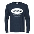 thumbnail image 2 of Wild Bobby, Callahan Auto Parts Sandusky Ohio Retro 90s Funny Tommy Boy, Pop Culture, Men Long Sleeve Shirt, Vintage Heather Navy, 3X-Large, 2 of 4