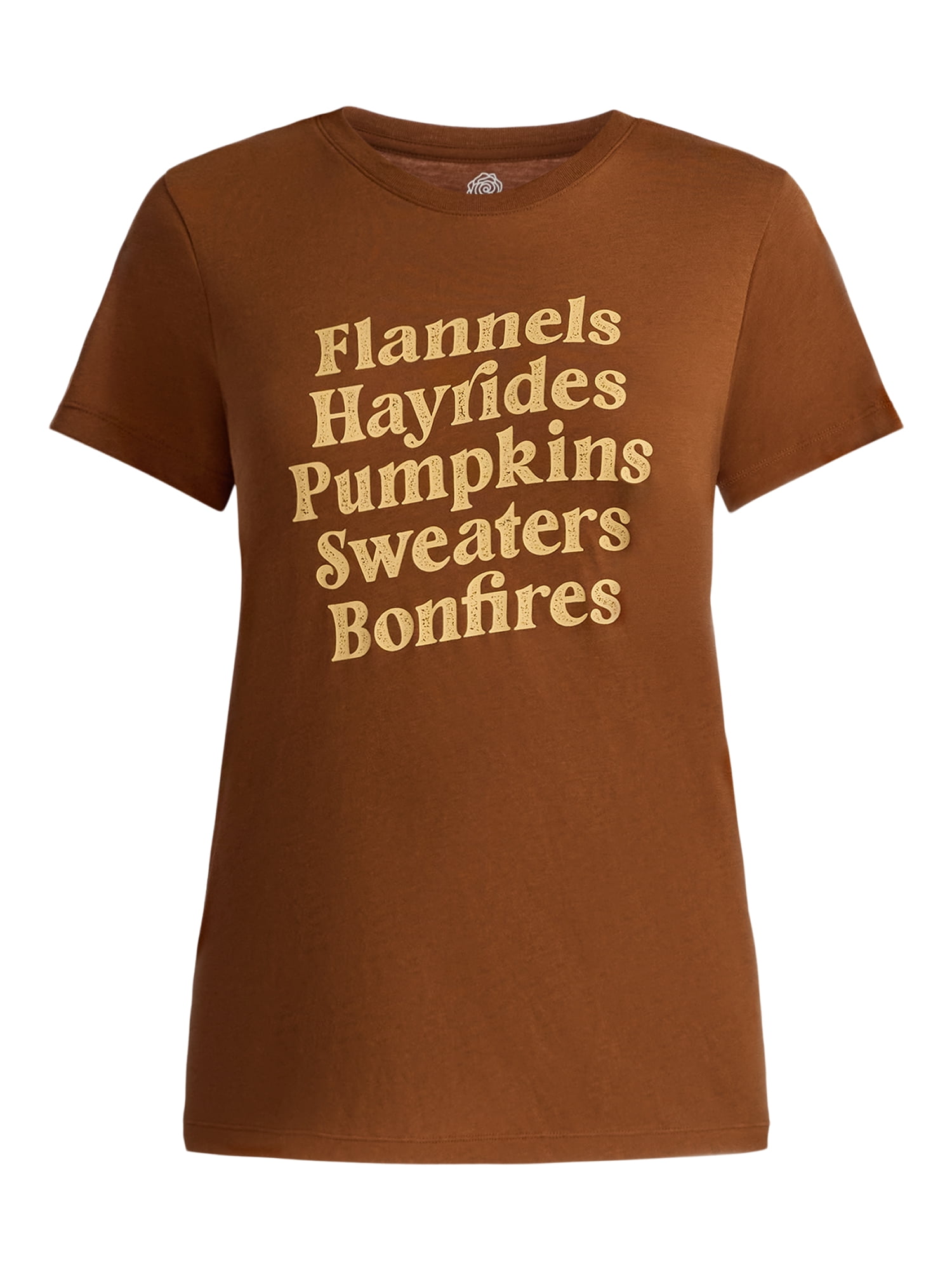 Positivitees Women's Fall List Graphic Seasonal Fall Tee, Sizes S-XXXL
