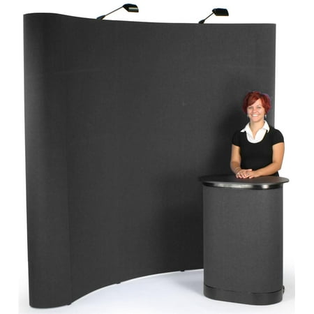 Pop Up Booth Curved 8ft Wall Black Hook Loop Receptive Fabric TEPUVF8BK