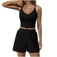 thumbnail image 2 of Kilaqueen Womens Summer 2 Piece Outfits Sleeveless Ribbed Knit Slim Fit Crop Top and High Waisted Shorts Matching Workout Sets Tracksuits, 2 of 7