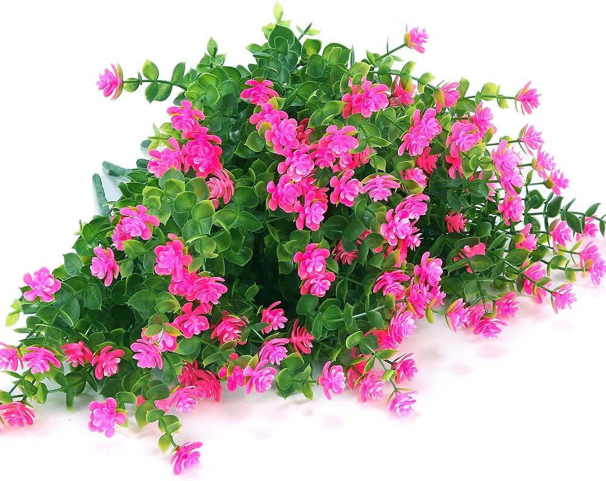 Outdoor Artificial Fake Flowers No Fade UV Resistant Faux Plastic Plants for Hanging Planter Patio Yard Wedding Indoor Home Kitchen Farmhouse Décor (White)