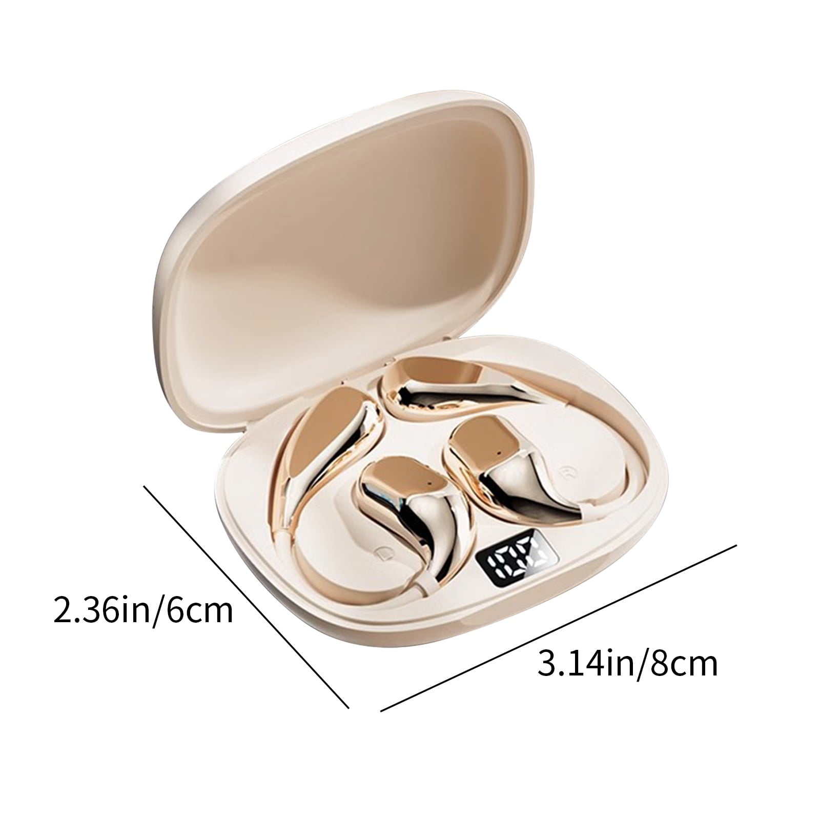 Open Ear Sport Headphones, Wireless Bone Conduction Earphones, Built-in 32GB MP3,with Mic, IP68, Sweat & Water Resistant, Up to 8 Hours Battery, Bluetooth 5.3,for Running,Workouts(Beige)