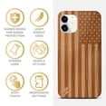 thumbnail image 4 of Case Yard Wooden Case Outside Soft TPU Silicone, Slim Fit Shockproof Wood Protective Phone Cover for Girls Boys Men and Women, Supports Wireless Charging American Flag Design case for iPhone-12-Mini, 4 of 7