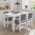 thumbnail image 2 of EUROCO 5 Piece Solid Wood Kitchen Dining Table and Chair Set,Dining Room Table Set with 4  Upholstered Chairs,55” Rectangle Dining Table Set for 4, Dining Set for Kitchen Dining Room Small Space, 2 of 9