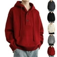 thumbnail image 2 of ZCFZJW Mens Cable Knit Hoodie Sweater Tops Heavyweight Casual Fall Winter Thicken 1/4 Button up Long Sleeve Drawstring Hooded Pullover Sweatshirts Red XXXL, 2 of 8