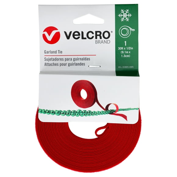 Velcro Hook & Loop Fasteners Rojo Navidad, 9.1 m x 1.3 cm, 1 Pieza Decorativa