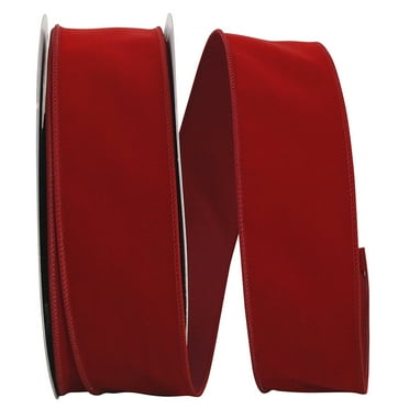 Wired Brick Red Velvet Christmas Ribbon 2 1/2" #40 - 50 Yards