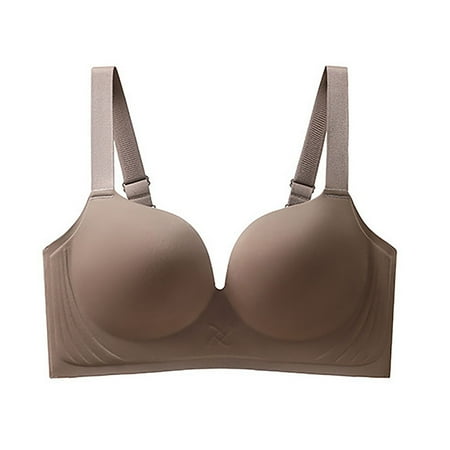 Pavied Push Up Bra Seamless Bras Large Size Underwear Female MM Large Chest Show Small Show Thin On The Of Auxiliary Gathered Anti Sagging Bra Plus Size Bras Minimizer Bra Coffee 100C