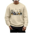 thumbnail image 3 of Long Sleeve Shirts for Men Comfort Wash Sweatshirt Cow Sweatshirt Men Athletic Tops Thick Sweatshirts for Cute Fall Halloween Men's Fall And Winter Hoodless Beige M, 3 of 6
