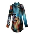 thumbnail image 5 of UoCefik Long Sleeve Shirts for Women Turtleneck Tunic Tops Winter Mock Neck Ethnic Floral Print Blouses Loose Fit Plus Size Pullover Sweatshirts Winter Fall Clothes Navy S, 5 of 5