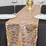 BalsaCircle 12x108 in Rose Gold Mesh Wavy Embroidered Sequins Table ...