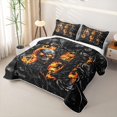 thumbnail image 3 of Feelyou Fire Skull Rose Letter Twin Quilt Set for Men, Flame Gothic Floral Twin Coverlet Set, Black Orange, 2 Pieces, 3 of 7