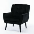 thumbnail image 4 of Accent Chair with Black Legs, Modern Soft Velvet Armchair with Ergonomic Backrest, Upholstered Leisure Sofa Chair for Living Room Bedroom Indoor Home, Black, 4 of 9