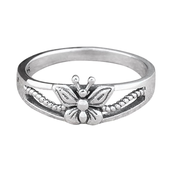 YYKihy Fashion Lady Beautiful Butterflies 925 Thai Silver Butterflies Ring Bridal Wedding Jewelry