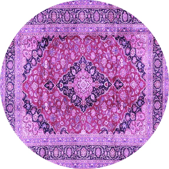 Ahgly Company Indoor Round Medallion Purple Traditional Area Rugs, 7' Round