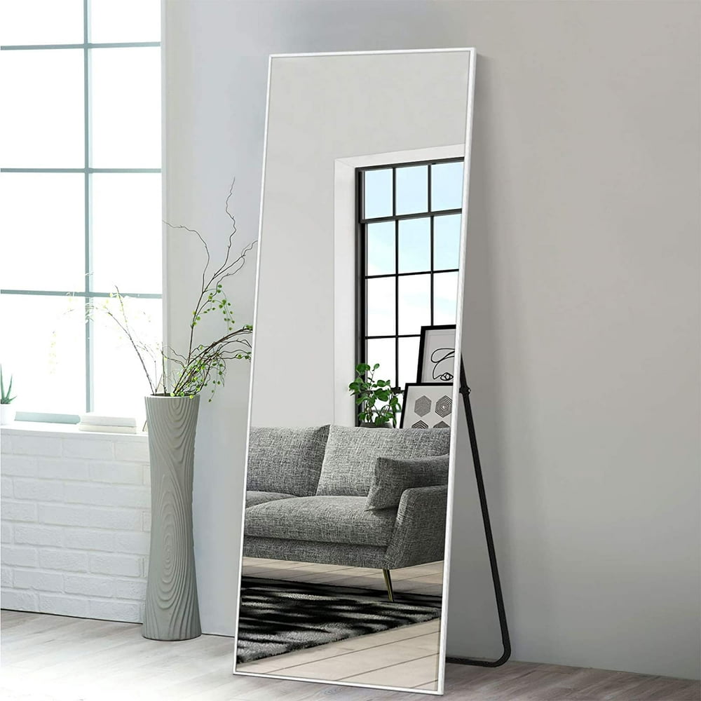 Neutype 65" x 22" White Full Length Mirror with Stand Floor Mirror Rectangle Wall Mounted Mirror