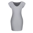 thumbnail image 4 of Vestido de manga corta delgado de color sólido con cuello en V y temperamento sexy para mujer Fridja  qw3689, 4 of 9