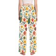 thumbnail image 3 of Dailycode Women's Pajama Pants Wide Leg Lounge Pj Bottoms With Pockets Colorful Owls and Flower, 3 of 7
