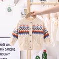 thumbnail image 2 of Diufon Toddler Kids Baby Unisex Sweater Spring Long Sleeve Knit Outwear Button down Color Block Crochet Top (6-7 Years, Beige), 2 of 9
