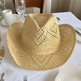 thumbnail image 5 of RUINIXCW Straw Cowboy Hats for Women Woven Cowgirl Hat with Shapeable Brim Unisex Hollow Out Woven Roll Up Summer Beach Sun Hat, 5 of 8