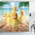 thumbnail image 1 of Ambesonne Duck Shower Curtain, Funny Animal Gang on the Beach, 69"Wx75"L, Yellow Seafoam Pale Brown, 1 of 2