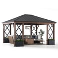 thumbnail image 3 of Sunjoy 13 ft. x 15 ft. Hardtop Gazebo, Outdoor Black Steel Roof Gazebo Aluminum Framed Gazebo with Planters and Ceiling Hook for Patio, Garden, and Backyard Activities, 3 of 10