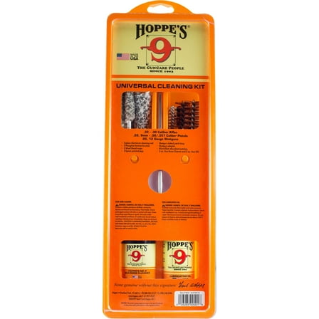 Hoppe's Universal Gun Cleaning Kit, 3-piece Rod, 9 Brushes, 5 Swabs, Shotgun and Pistol Adaptable