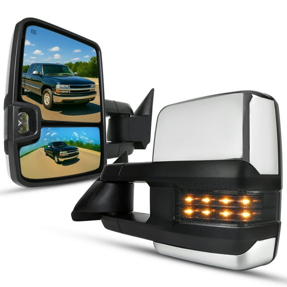 Spec-D Tuning Facelift Style Power Heated Tow Mirrors w/Smoke LED Signal Compatible with 1999-2002 Chevy Silverado GMC Sierra Left Right Pair