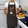 thumbnail image 3 of Kitchen 2 Pack Bib Apron - Adjustable with 2 Pockets Stylish Black Apron with White Design & Red Ribbon Perfect for Cooking, 3 of 5