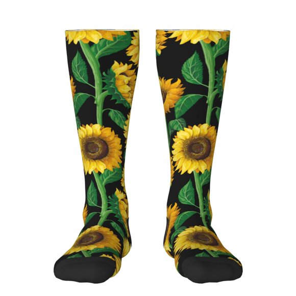 Wukai Bas Tournesol 1 pour Couleurs Contrastantes, Chaussettes Longues de Sport et de Mise en Forme pour Adultes, Unisexe