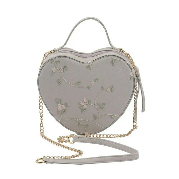 Cute White Heart Purse for Women, Faux Leather Heart Shaped Crossbody Bags, Zipper Closure Shoulder Bag Birthday Christmas Gifts