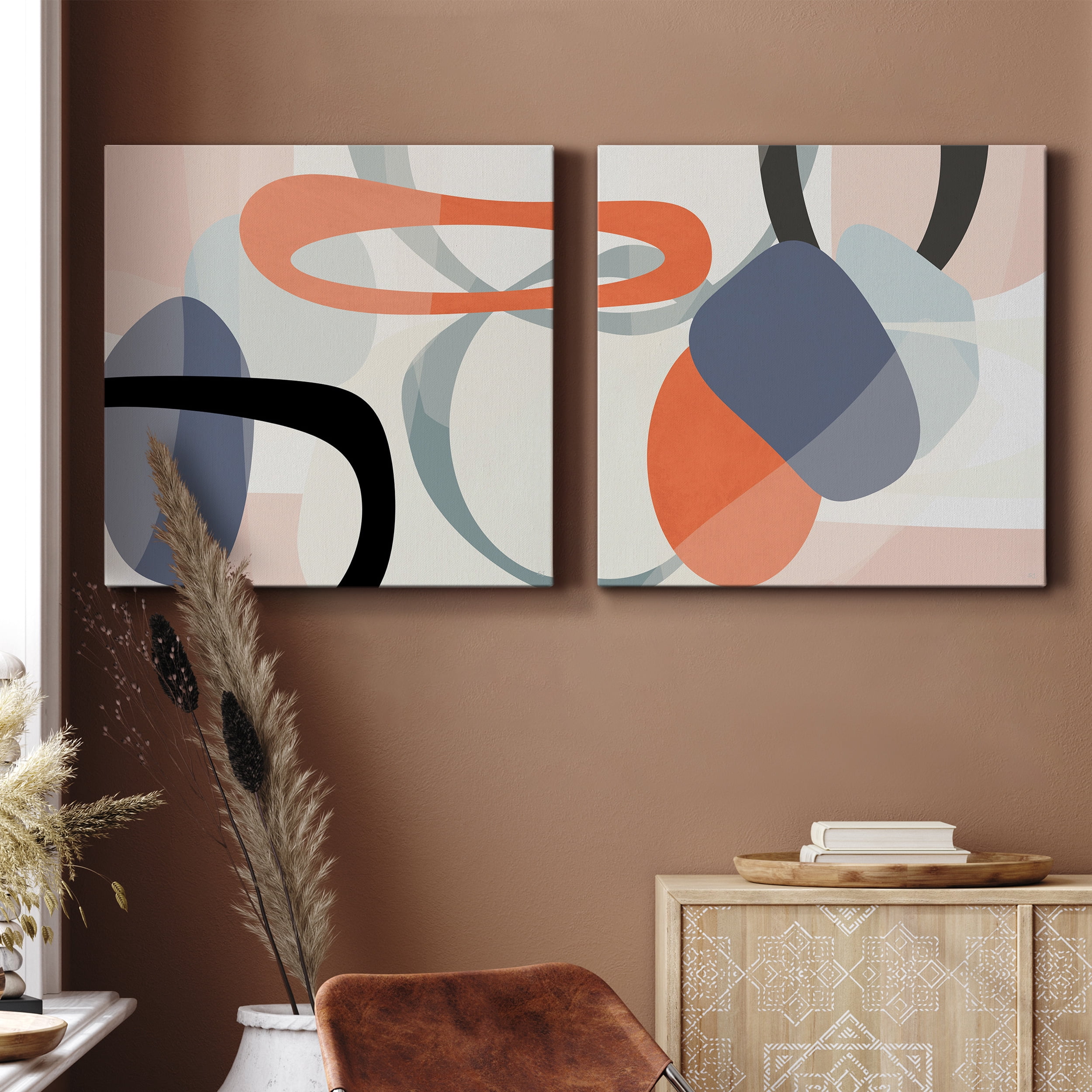 Floating on Silk III - Premium Gallery Wrapped Canvas - Ready to Hang Set of 2 - 40 x 40 Each