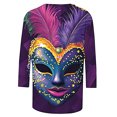 thumbnail image 4 of successthop Mardi Gras Womens Blouses Dressy Casual Fancy Mask Beads Tunic Carnival Gifts Shirts 3/4 Sleeve New Orleans Tshirts Crew Neck Masquerade Tops Retro Fashion Blouse Outfits Black XL, 4 of 5