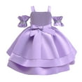thumbnail image 4 of gljltg Girls' 100% Polyester Chiffon Puff Pleated Dress Breathable Soft Comfort for Daily Travel Birthday Party, 2-10 Years, 4 of 6