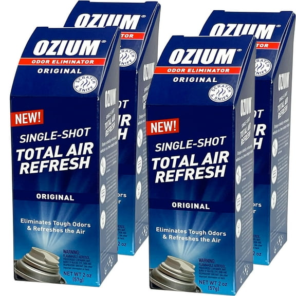 Ozium Air Sanitizer, 2 oz Car Fogger: Single-Shot Smoke Odor Eliminator & Car Air Freshener, Original, 4 Packs