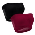 thumbnail image 3 of Tbopshirt 2 Pack Strapless Bras for Women Bandeau Bra No Padding Seamless Wireless Push Up Bra Ruched Front Breathable Mesh Side Comfort Tube Top Basic Bralette Top, 3 of 9