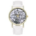 thumbnail image 1 of Reloj de cuarzo blanco vintage para pareja, con cuerpo de aleación y correa de PU, con dije retro para él y para ella, 1 of 3