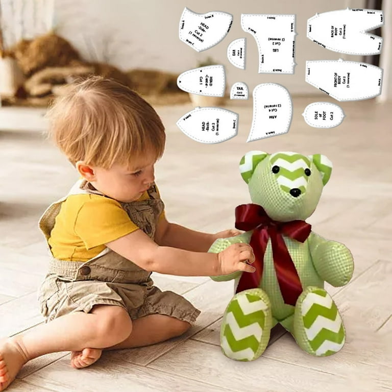 Memory Bear Template Ruler Set(10 PCS) - with Instructions, Sewing Patterns  for Beginners, Teddy Bear Plush (12 inchs)