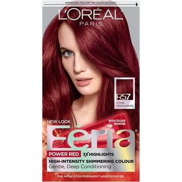 Unlock Stunning Vibrance: L'Oreal Paris Feria Multi-Faceted Shimmering Hair Color in Ravishing R57 Cherry Crush - Intense Medium Auburn | Single Pack Hair Dye