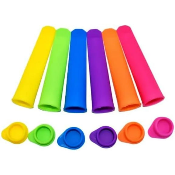 6PCS Silicone Popsicle Molds, Silicone Ice Pop Maker Molds, Kitchen Supplies Molds Stencils with Lids Handheld DIY Popsicle Molds for Kids for Making Popsicle, Ice Pudding, Jelly, Chocolates